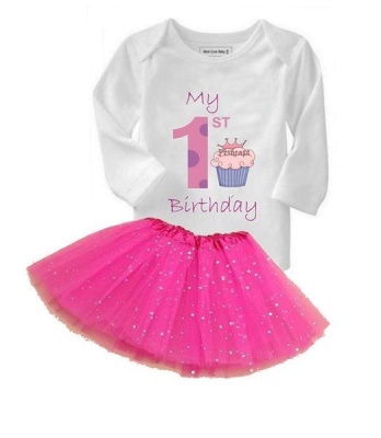 Photo of Noveltees ZA Noveltees 1st Birthday Princess Long Sleeve Baby Grow & Pink Tutu
