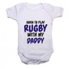 Noveltees Born to Play Rugby with My Daddy Short Sleeve Baby Grow Photo