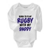 Noveltees Born to Play Rugby with My Daddy Long Sleeve Baby Grow Photo