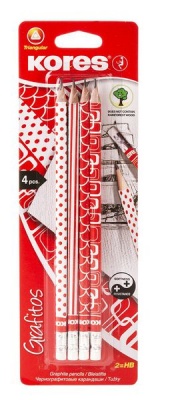 Photo of Kores Grafitos Red & White HB Pencils - Blister of 4