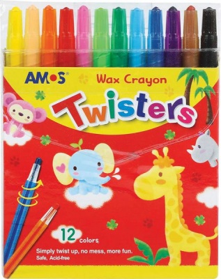 Photo of Amos 12 Twisters Retractable Wax Crayons