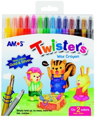 Photo of Amos 14 Twisters Rectractable Wax Crayons
