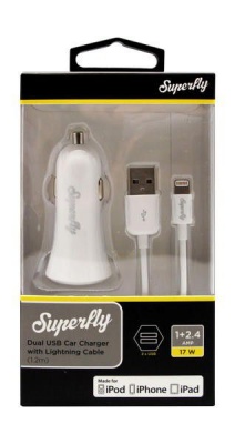 Photo of Apple Superfly Dual USB Car Charger with MFi Lightning Cable White