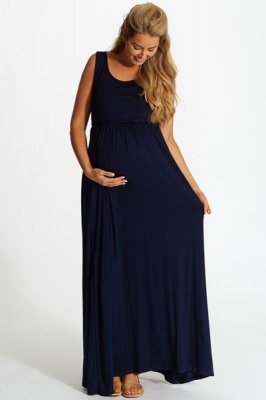 Photo of Absolute Maternity Sleeveless Maternity Maxi Dress - Navy