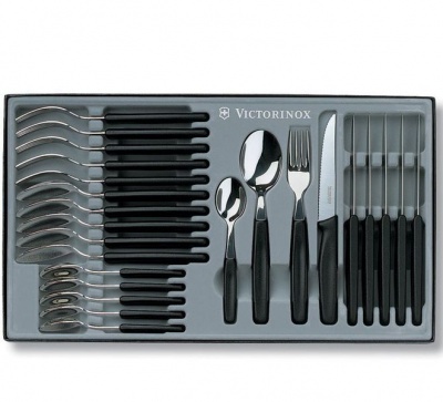 Photo of Victorinox - 24 Piece Pointed Serrated Cutlery Set - Black