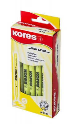 Photo of Kores High Liner Fine Chisel Tip Highlighters - Yellow