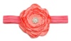 Satin Flower & Rhinestone Headband - Coral Photo