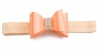 Rhinestone Bows on Satin Elastic Headband - Peach Photo