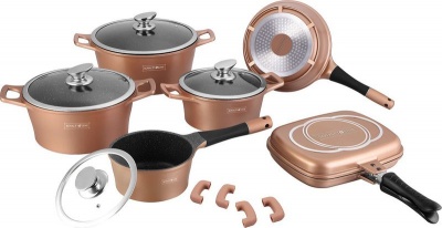 Photo of Royalty Line 15-Piece Die Cast Marble Coating Cookware Set With Glass Lid - Copper