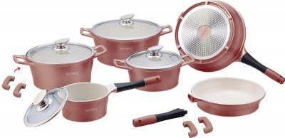 Photo of Royalty Line 14-Piece Die Cast Ceramic Coating Cookware Set with Glass Lid
