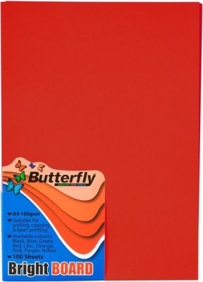 Photo of Butterfly A4 Bright Board 100s - Red