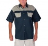 Wildway Two-Tone Men's Bush Shirt - Navy/Stone Photo