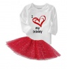 Noveltees Girls I Love My Daddy Long Sleeve Baby Grow With Red Tutu - White & Red Photo