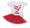 Noveltees Girls I Love My Daddy Short Sleeve Baby Grow With Red Tutu - White & Red Photo