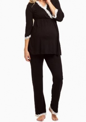 Photo of Absolute Maternity Nursing Lace Pyjama Set - Black