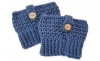 Croshka Designs Crochet Boot Cuffs with Buttons for Women - Greyish Blue Photo