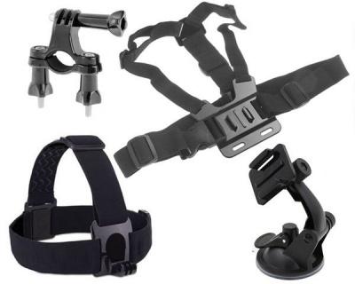 Photo of Chest & Head Strap Suction Cup Handlebar Mount Accessories For Gopro - Black