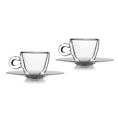 Photo of Luigi Bormioli - 65ml Thermic Espresso Glass Cup With Saucer - Set of 2