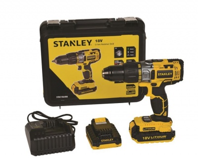 Photo of Stanley Tools STANLEY 18V Cordless Hammer Drill with 100 Pieces Acc Set & 2 Batteries