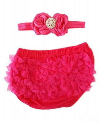 Photo of Baby Frilly Diaper Cover and Double Satin Flower Headband SetCR426
