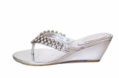 Photo of Chunky Diamante Evening Wedge - Silver