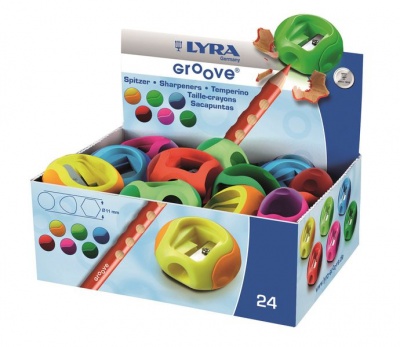 Photo of Lyra Groove One-Hole Plastic Sharpeners - Display Box of 24