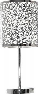 Photo of Bright Star Lighting Bright Star - Table Lamp With Silver Patterned Shade - Polished Chrome