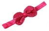 Rounded Sequins Bow Headband in Hot Pink Photo