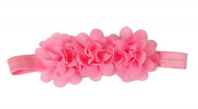Photo of Three Chiffon Flowers Headband in Dark Pink Color