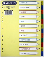 Marlin File 12 Index Dividers Polyprop Bright Colours