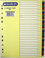 Marlin File 31 Index Dividers Polyprop Bright Colours Pack of 10