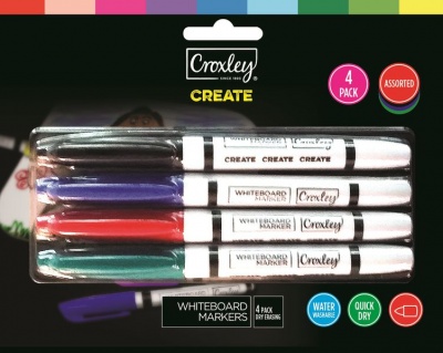 Photo of Croxley Create Fine Nib Whiteboard Markers - Blister of 4