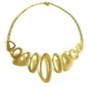 URBAN Charm Boldly Glam Ovals Statement Necklace - Hammered Gold Photo