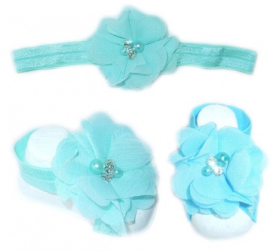 Photo of Baby Headbands Diamante Headband with Barefoot sandal - Mint