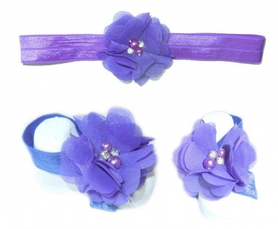 Photo of Baby Headbands Diamante Headband with Barefoot sandal - Purple