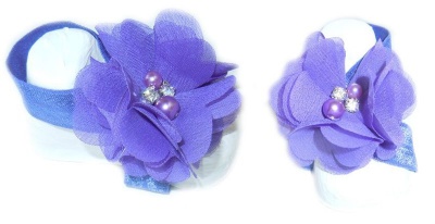 Photo of Baby Headbands Diamante Baby Barefoot Sandals - Purple