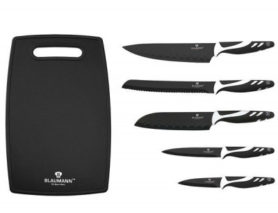 Photo of Blaumann 6-Piece Non-Stick Stainless Steel Knife Set with Cutting Board - Black