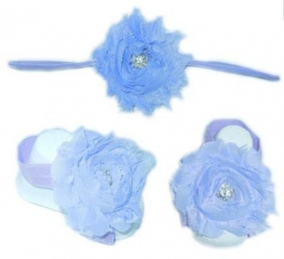 Photo of Baby Headbands Girl's Fine Flower Diamante Headband with Matching Footies - Lilac