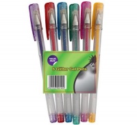 Bulk Pack 6 X Glitter Gel Pens Pack of 6 Assorted Colours