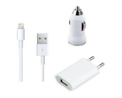 Photo of Mini 3" 1 USB Wall & Car Charger USB Cable Kit with Lightning connector Compatible for iPhone