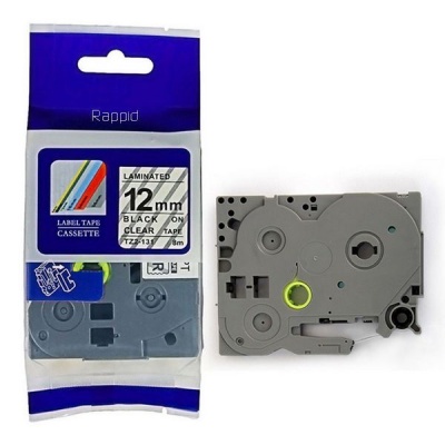 Photo of Brother Rappid TZ-131 Label Tape Cartridge - Laminated Black on Clear [8m Length]