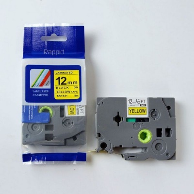 Photo of Brother Rappid TZ-631 Label Tape Cartridge - Laminated Black on Yellow