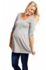 Absolute Maternity Basic Three Quarter Sleeve Maternity Top -Mint Photo