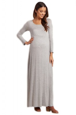 Photo of Absolute Maternity Long Sleeved Maternity Maxi Dress Melange