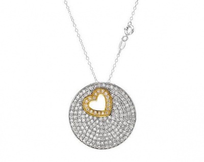 Photo of Miss Jewels Cubic Zirconia Round & Heart Shape Pendant & Chain in 925 Sterling Silver