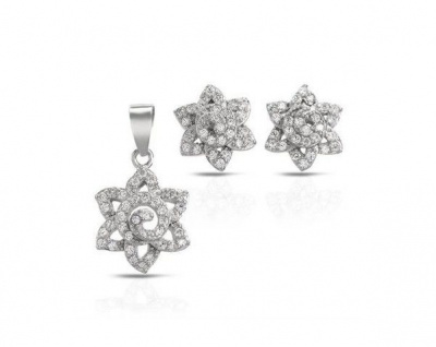 Photo of Miss Jewels Cubic Zirconia Star Shape-Earrings & Pendant Set
