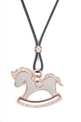 Photo of Swarovski CDE Rocking Horse Necklace with Crystals - Rose Gold
