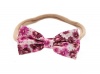 Handmade Fabric Bow Headband On Nylon Elastic - Purple Floral Photo