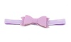 Handmade Faux Leather Bow On Satin Elastic Headband - Lavender Photo