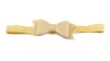 Handmade Faux Leather Bow On Satin Elastic Headband - Gold Photo